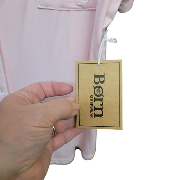 NEW Born Sleepwear Womens XL Pajama Set Pink Button Front Embroidered Collared - Picture 12 of 16